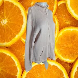 Chico's Women's Cream Ramie Blend Long‎ Sleeve Full-Zip Sweater Jacket Size 2